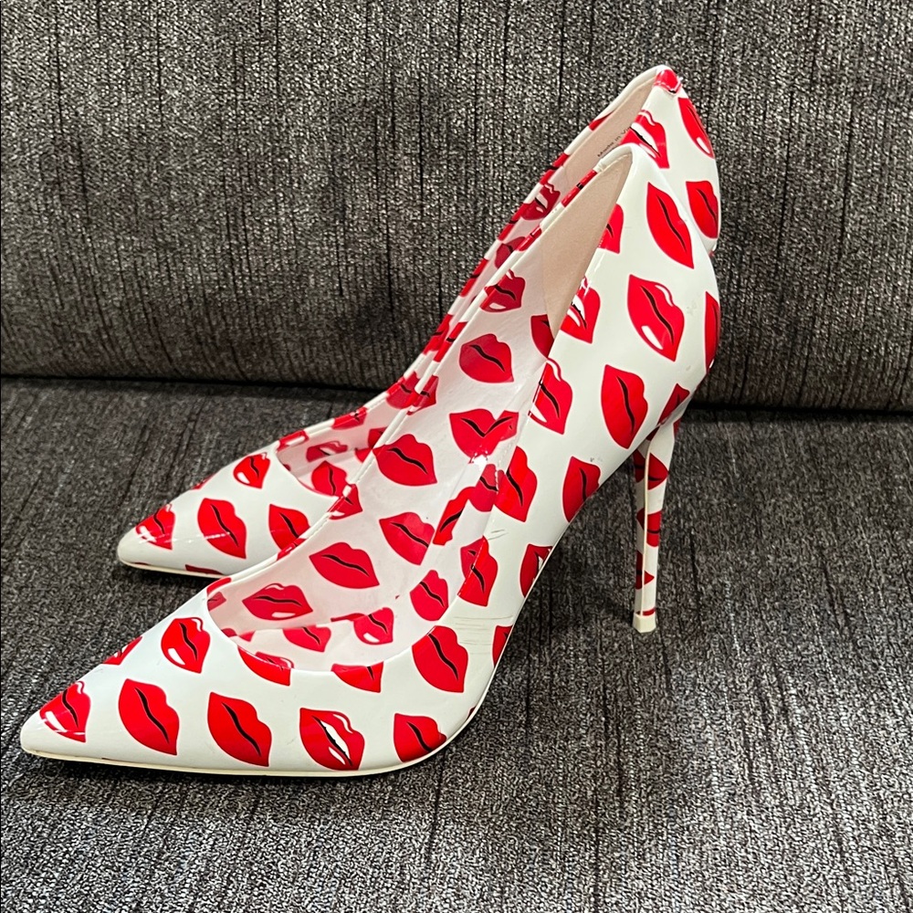 Aldo Red Lip Print Heels